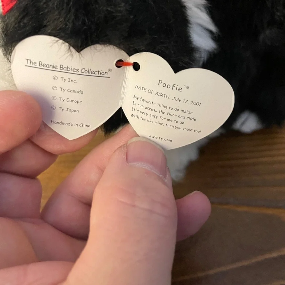 Ty Beanie Babies Dog Lot of 2 Poofie & Side-Kick Beagle Black Brown White Plush